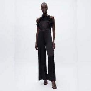 Zara Black Ruffled Halter Jumpsuit